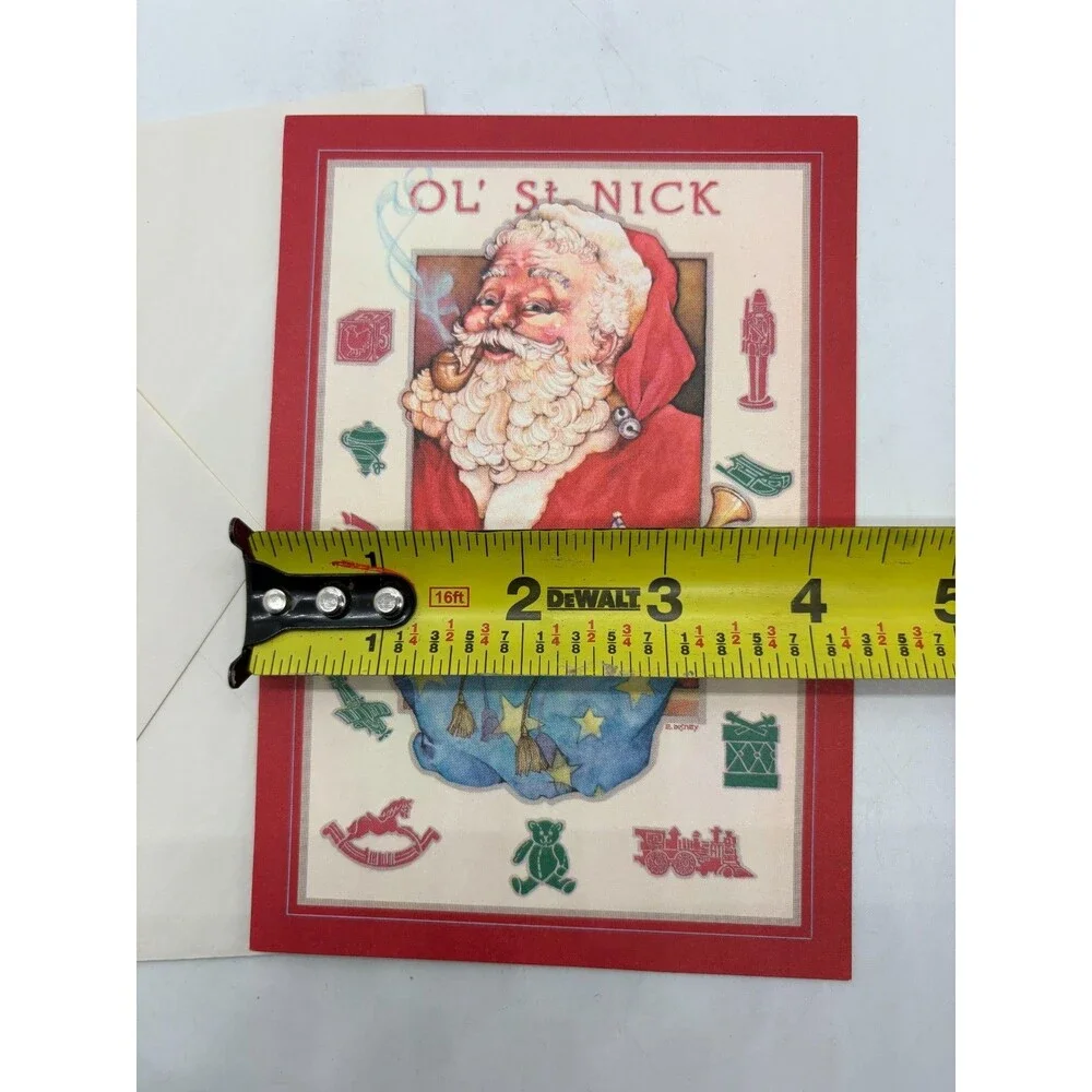 Vintage Hallmark Christmas Card Ol' St. Nick Santa Claus with Toy Sack Unused
